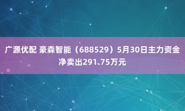 广源优配 豪森智能（688529）5月30日主力资金净卖出291.75万元